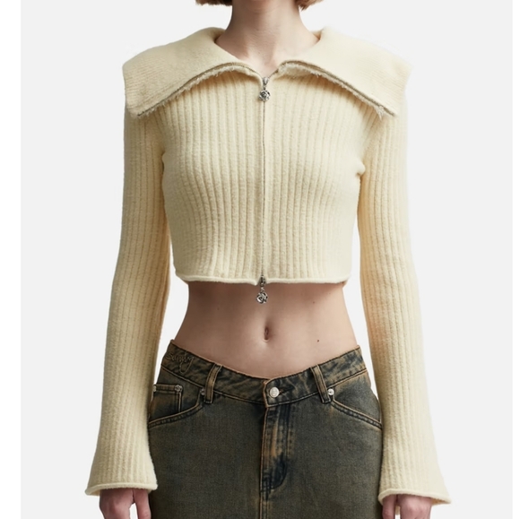 HOUSE OF SUNNY DOUBOR COLLAR PEGGY CROPPED CARDIGAN SZ US 10 UK 14 - Picture 1 of 17